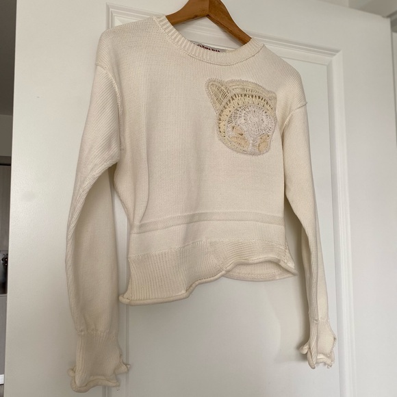 EUC Stella McCartney Yoshitomo Nara Upset Kitty Crochet Patch Jumper $1,250 - Picture 5 of 11